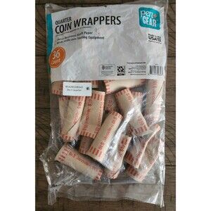 Lot of 24 Quarter Coin Wrappers Tubular Paper Rolls Coin Sorting